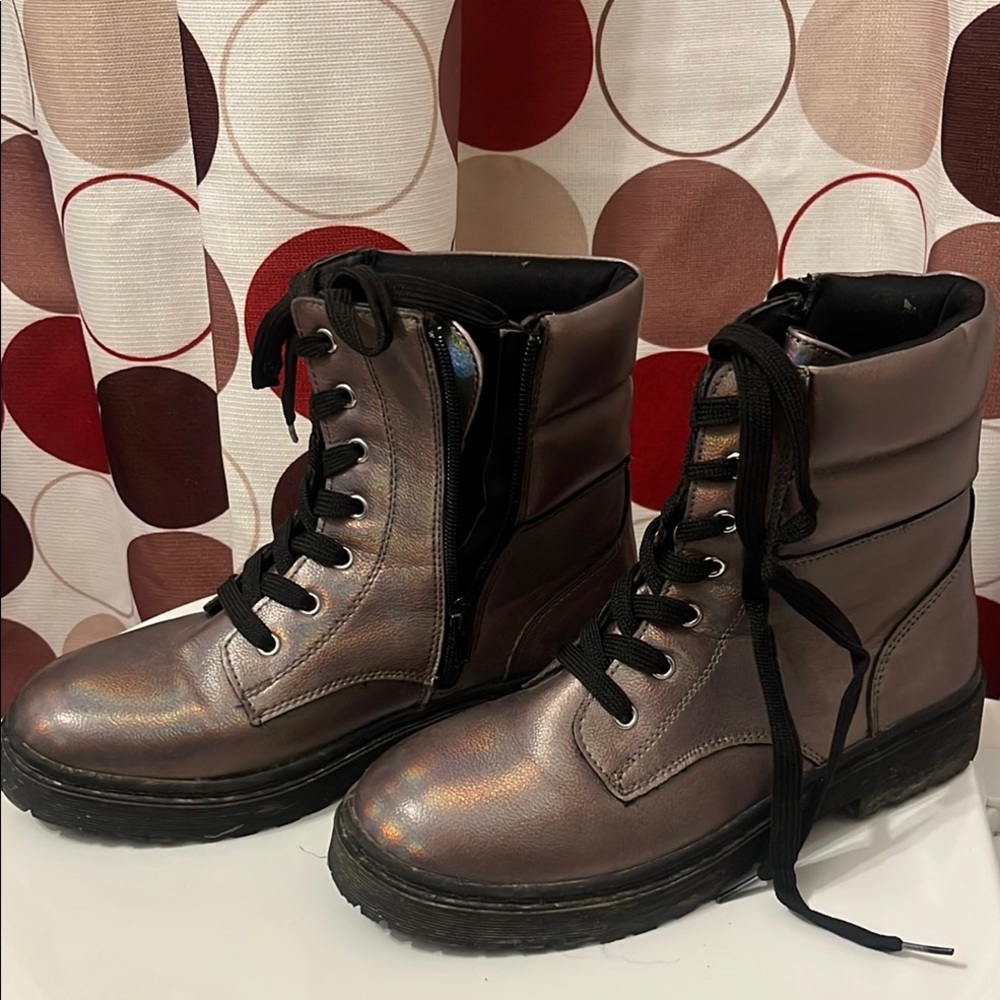 Metallic Combat Boots